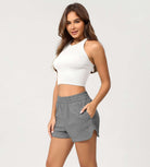 Cotton Curved Hem Sweat Shorts Charcoal Heather - ododos