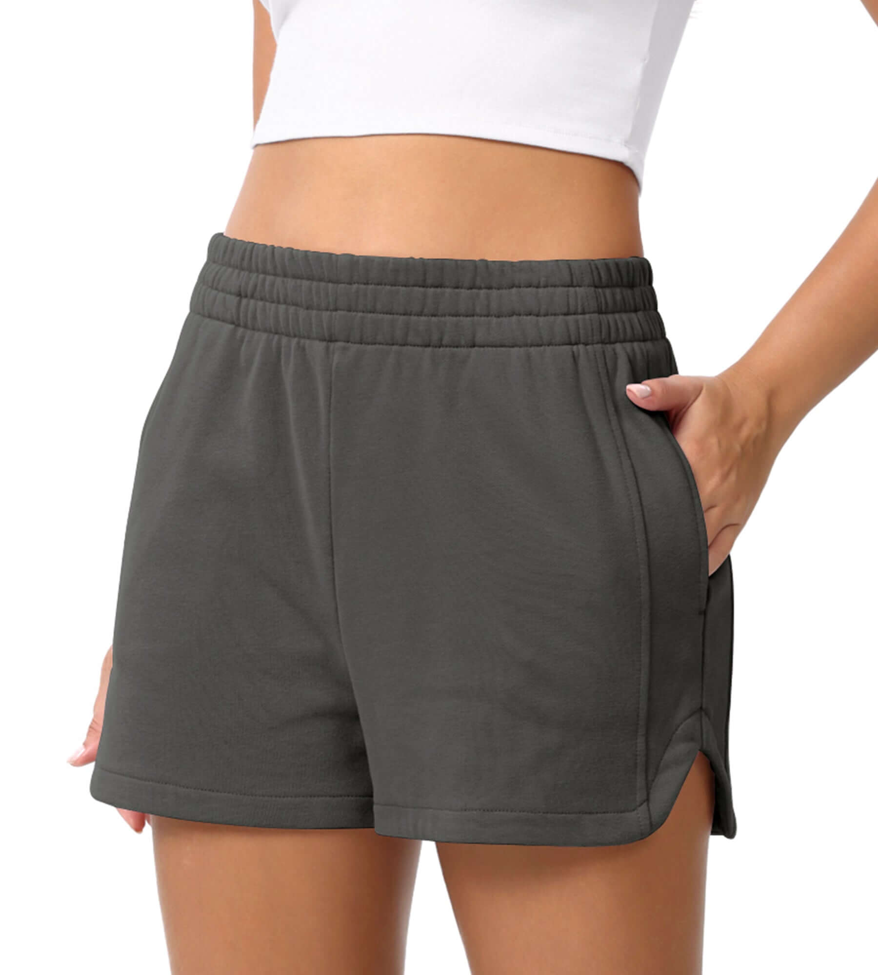 Cotton Curved Hem Sweat Shorts - ododos