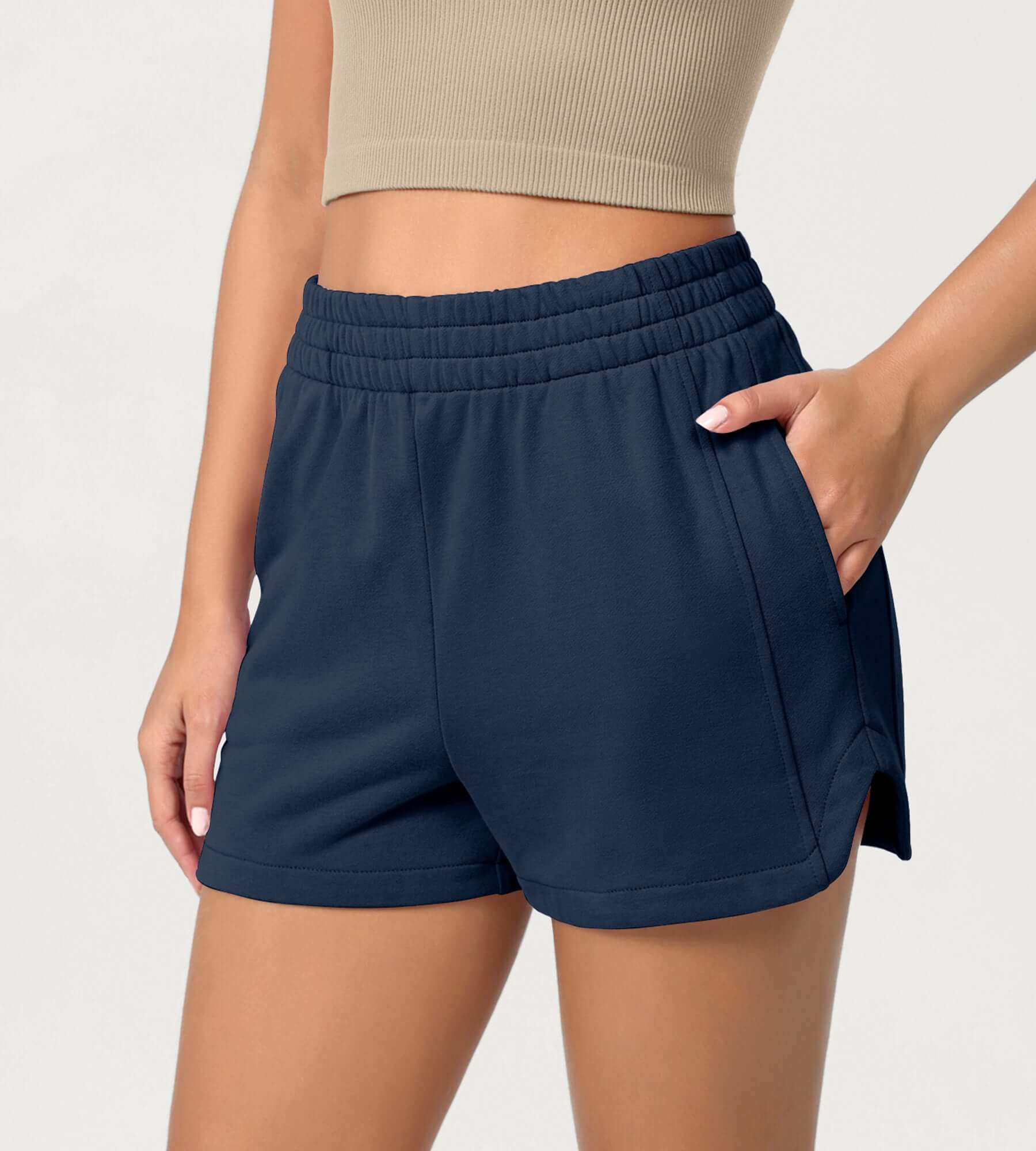 Cotton Curved Hem Sweat Shorts - ododos