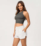 Cotton Curved Hem Sweat Shorts - ododos