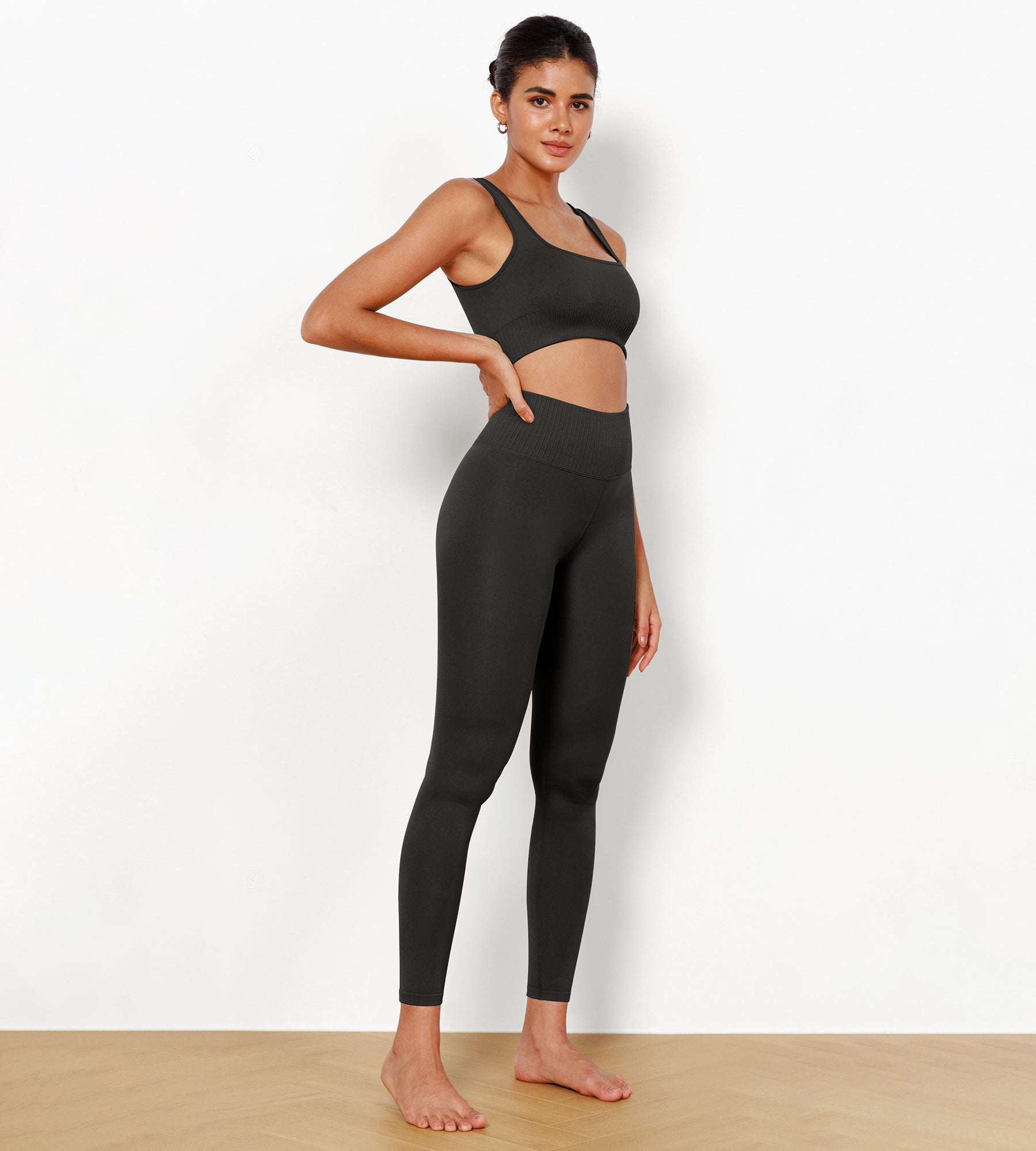 7/8 High Waist Seamless Ribbed Leggings - ododos