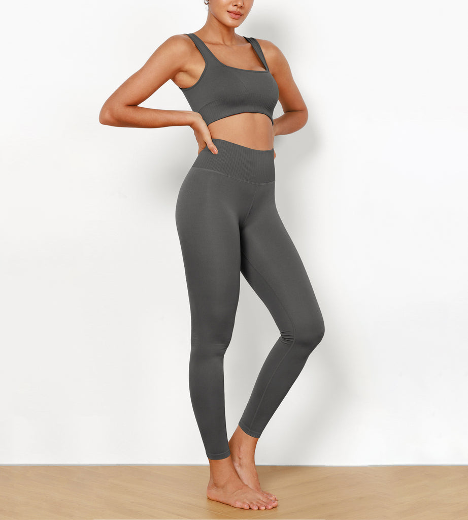 Charcoal Ribbed Seamless Leggings