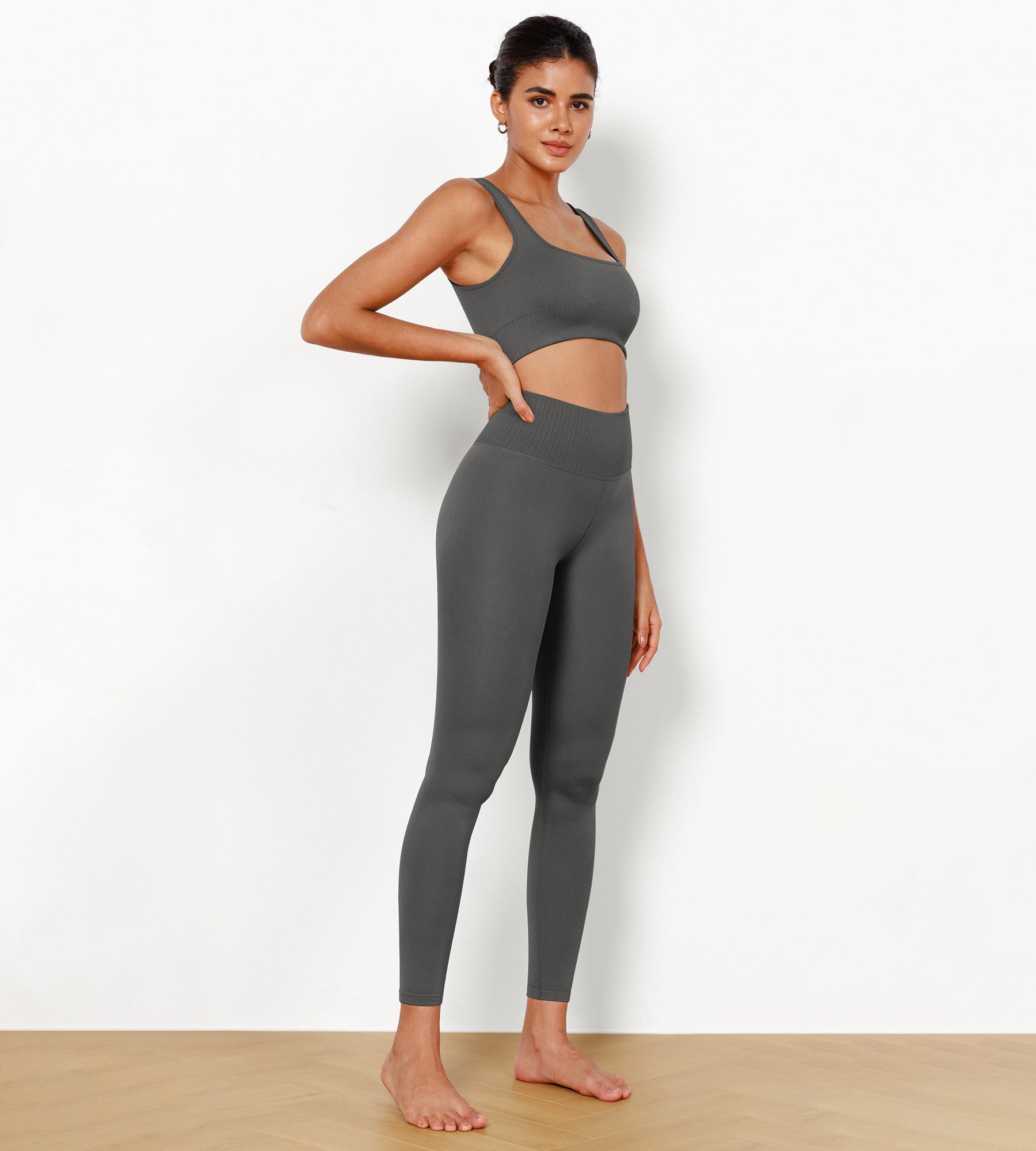 7/8 High Waist Seamless Ribbed Leggings - ododos