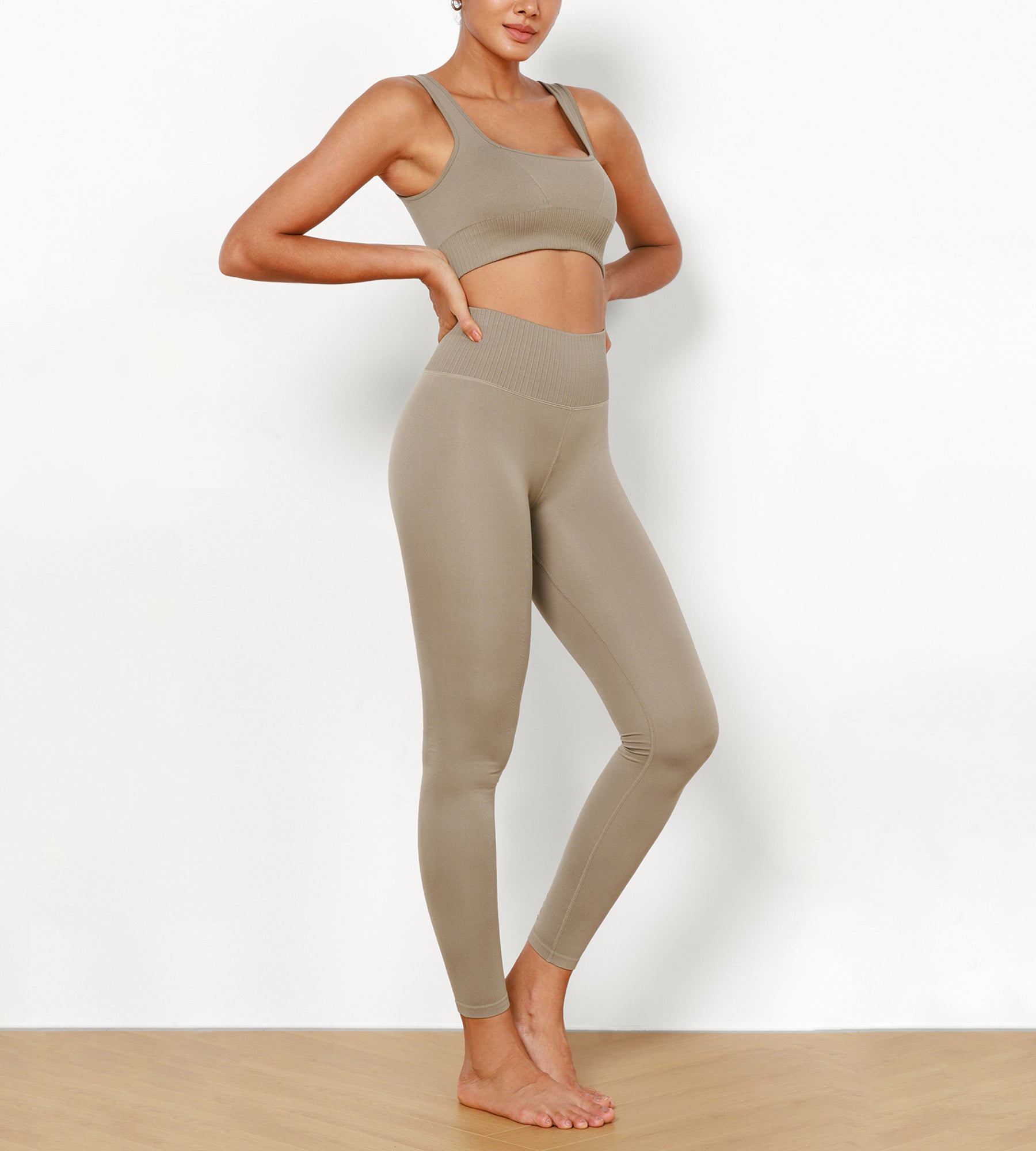 7/8 High Waist Seamless Ribbed Leggings - ododos