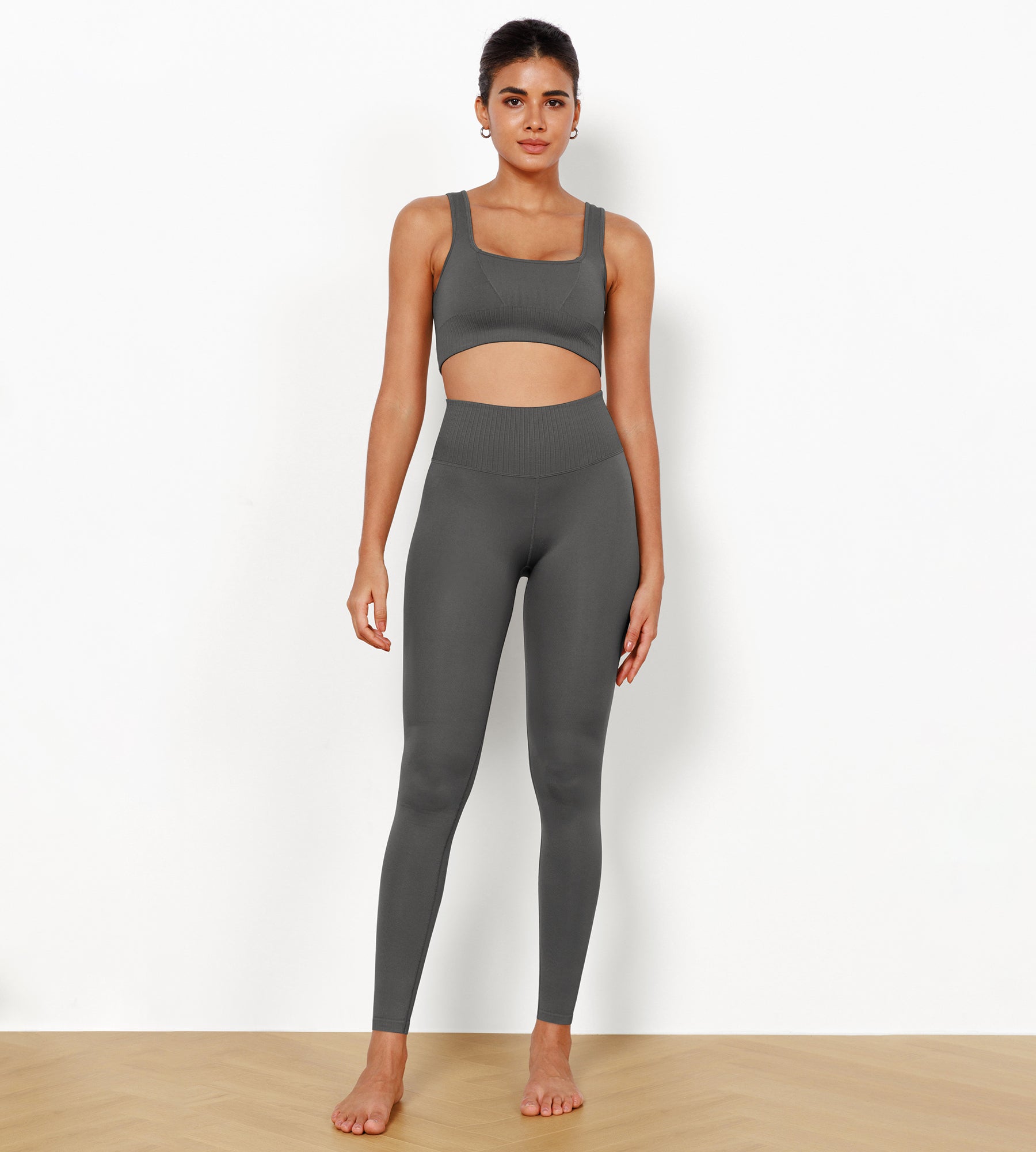 28" High Waist Seamless Ribbed Leggings - ododos