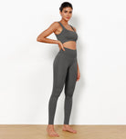 28" High Waist Seamless Ribbed Leggings Charcoal - ododos