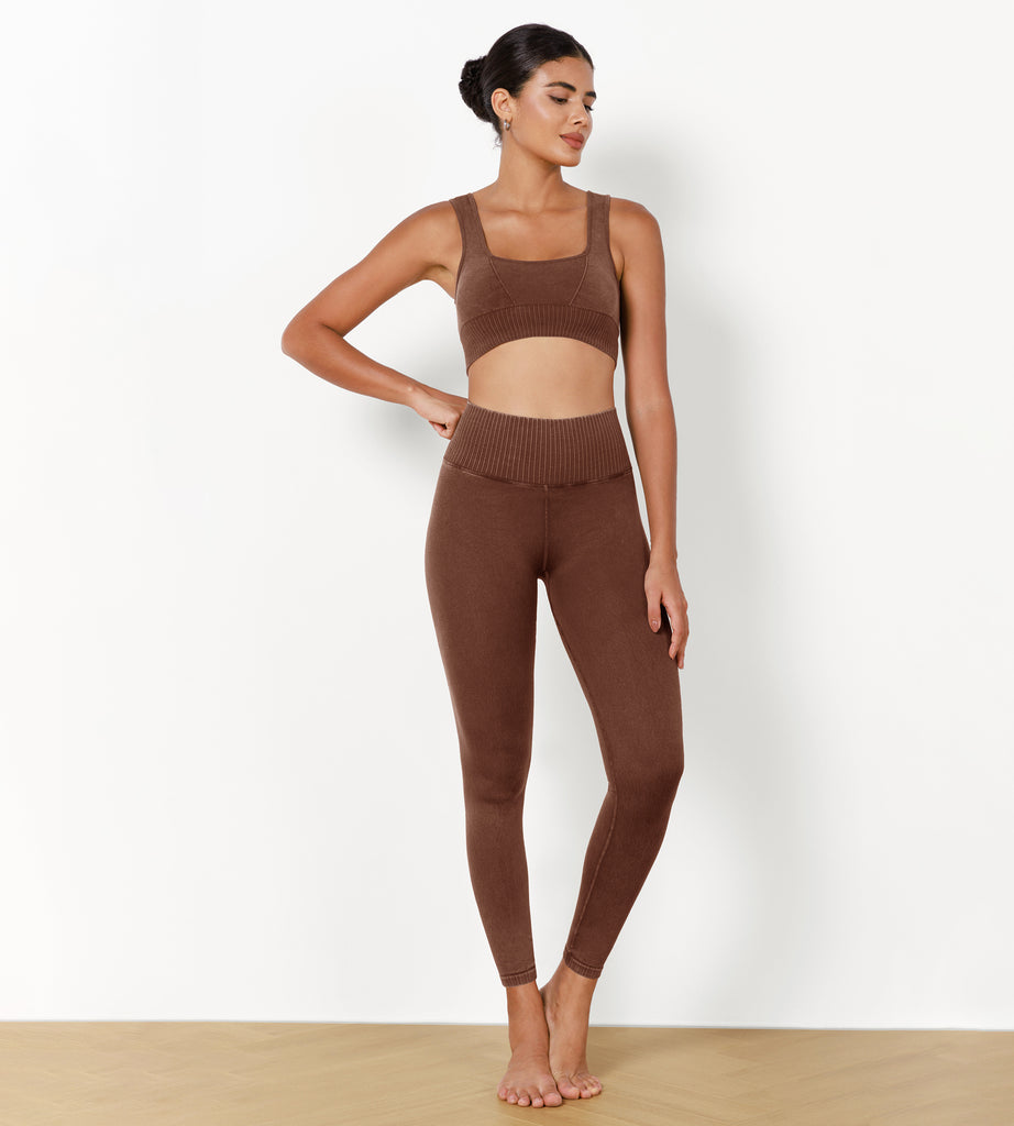 Ribbed Seamless High Waisted Leggings - Sand Beige - Boutique 23