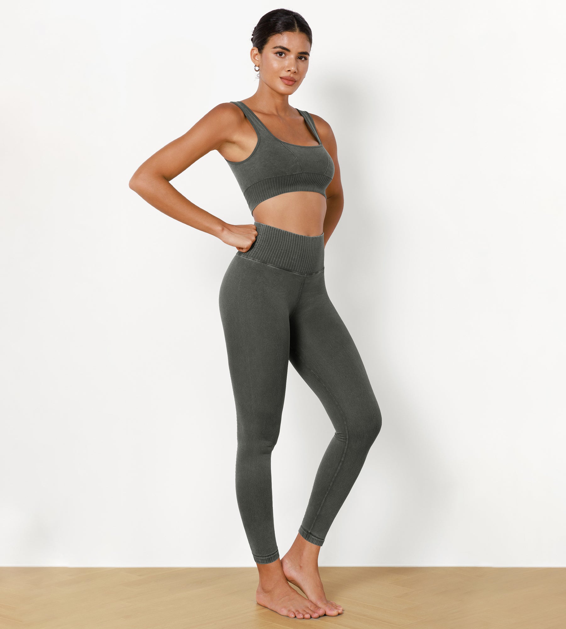 28" High Waist Seamless Ribbed Leggings - ododos