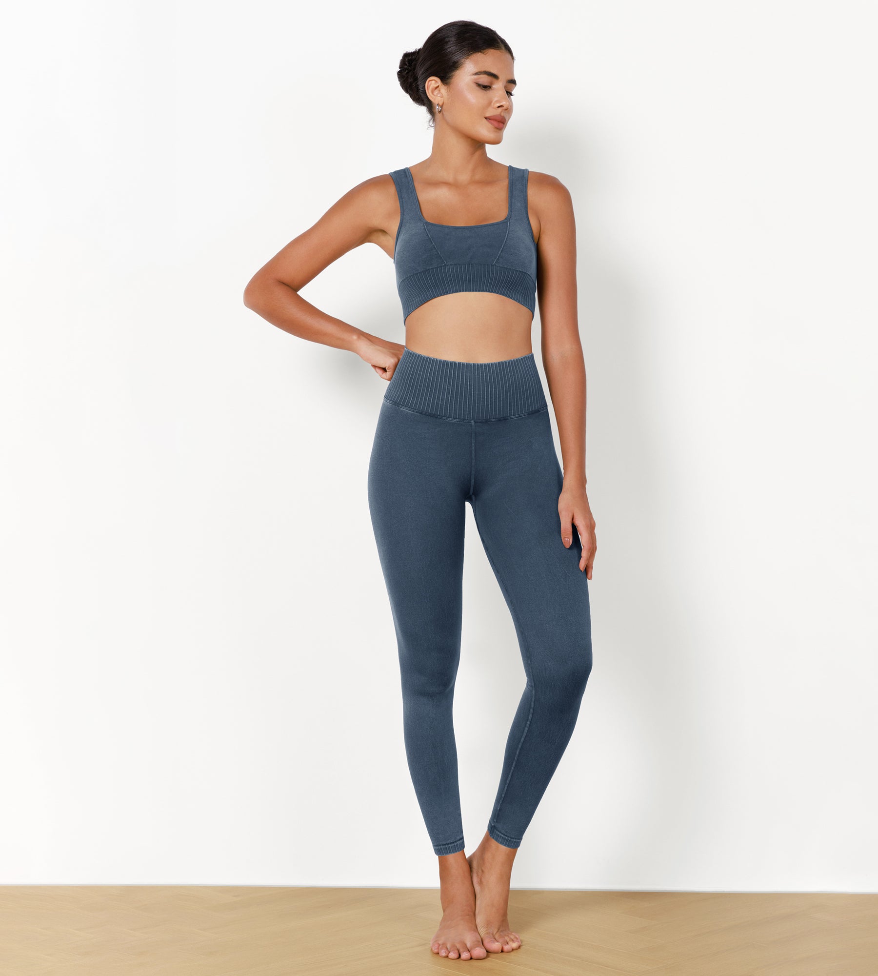 28" High Waist Seamless Ribbed Leggings - ododos