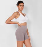 5" High Waist Seamless Ribbed Biker Shorts Dusty Orchid - ododos