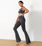 30" Seamless Ribbed Flare Yoga Pants - ododos