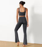 30" Seamless Ribbed Flare Yoga Pants - ododos