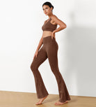 30" Seamless Ribbed Flare Yoga Pants - ododos