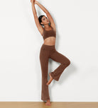 30" Seamless Ribbed Flare Yoga Pants - ododos