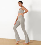 30" Seamless Ribbed Flare Yoga Pants - ododos