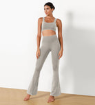 30" Seamless Ribbed Flare Yoga Pants Grey - ododos