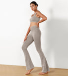 30" Seamless Ribbed Flare Yoga Pants - ododos