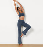 30" Seamless Ribbed Flare Yoga Pants - ododos