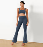 30" Seamless Ribbed Flare Yoga Pants Navy - ododos