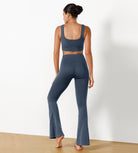30" Seamless Ribbed Flare Yoga Pants - ododos
