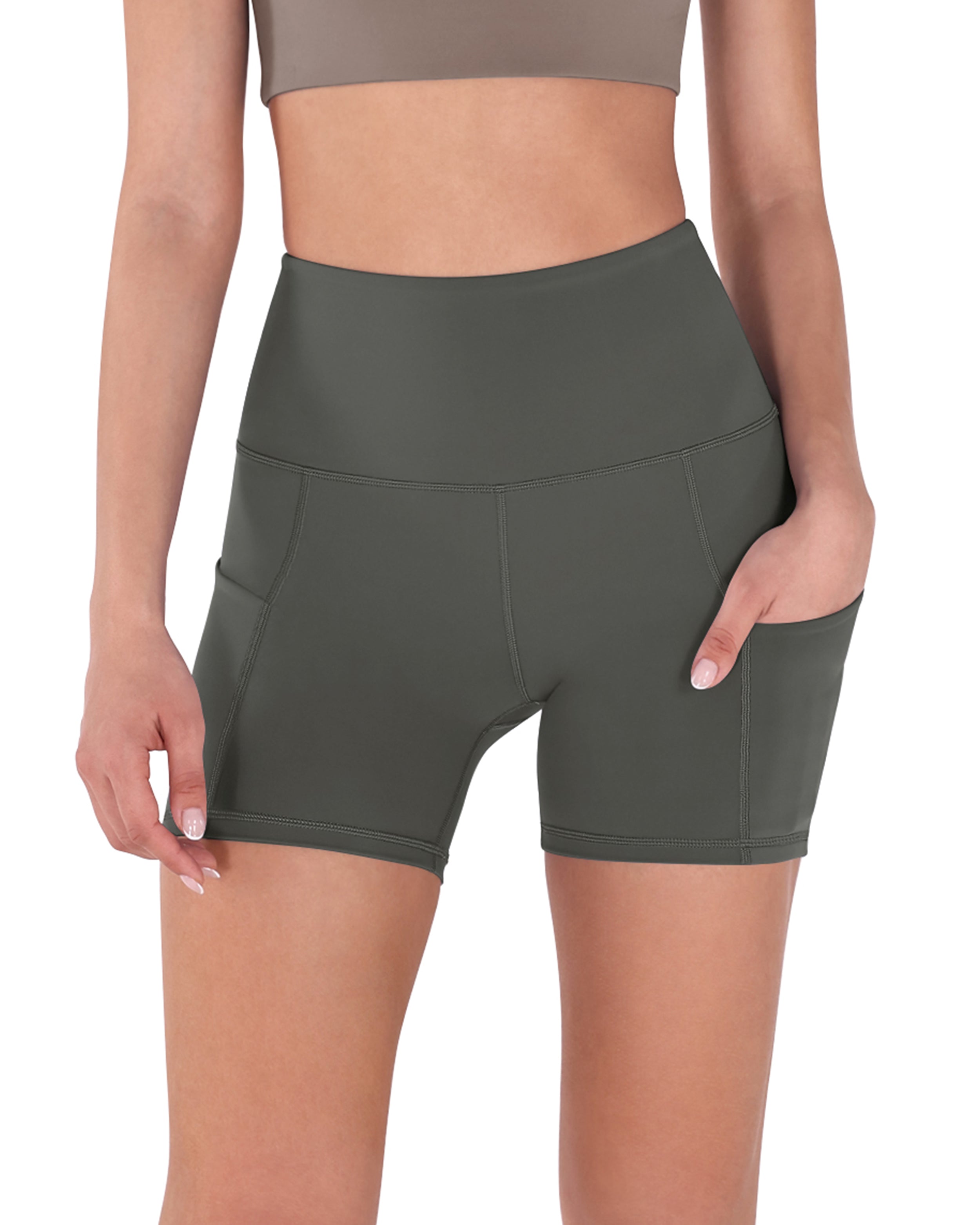 5" High Waist Tummy Control Shorts with Pockets - ododos
