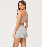 2 in 1 Athletic Shorts with Pockets Light Gray - ododos