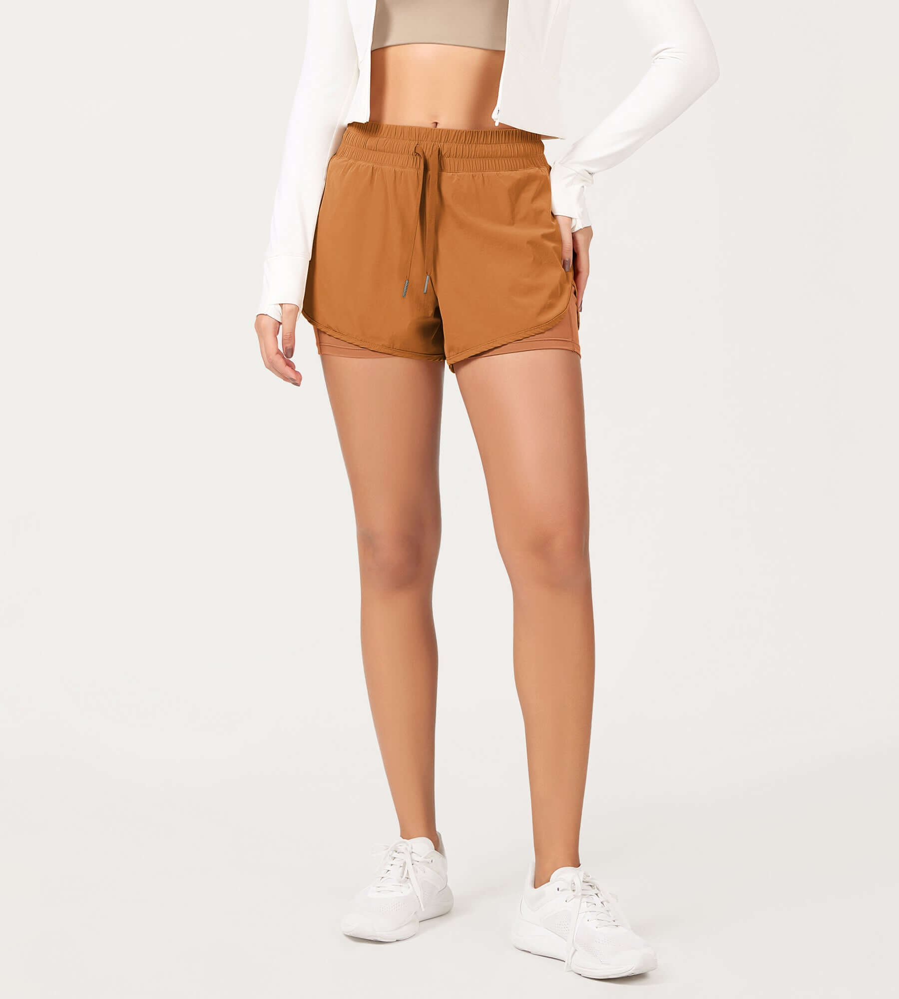2 in 1 Athletic Shorts with Pockets - ododos