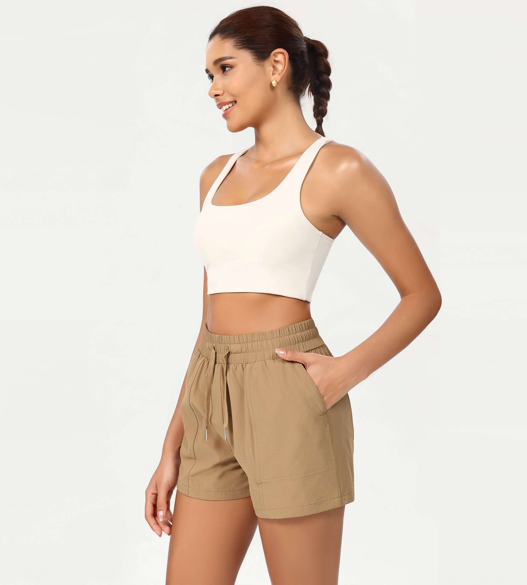 Quick Dry Casual Athletic Shorts Tan - ododos