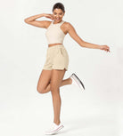 Stretch Woven High Waist Relaxed Shorts - ododos
