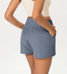 Stretch Woven High Waist Relaxed Shorts - ododos