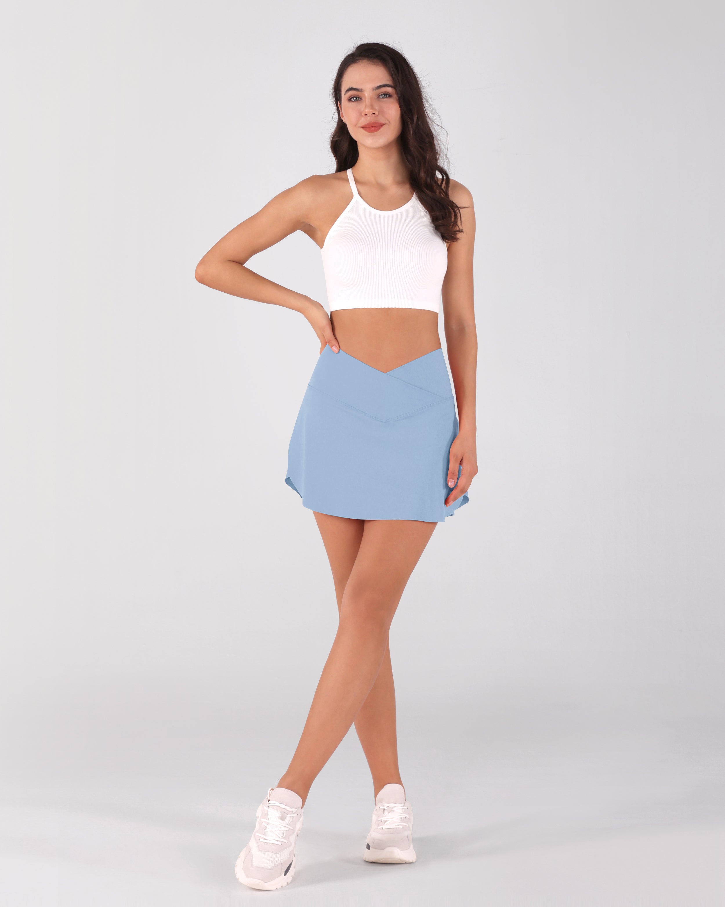 Pleated Crossover Tennis Skirt Cornflower - ododos