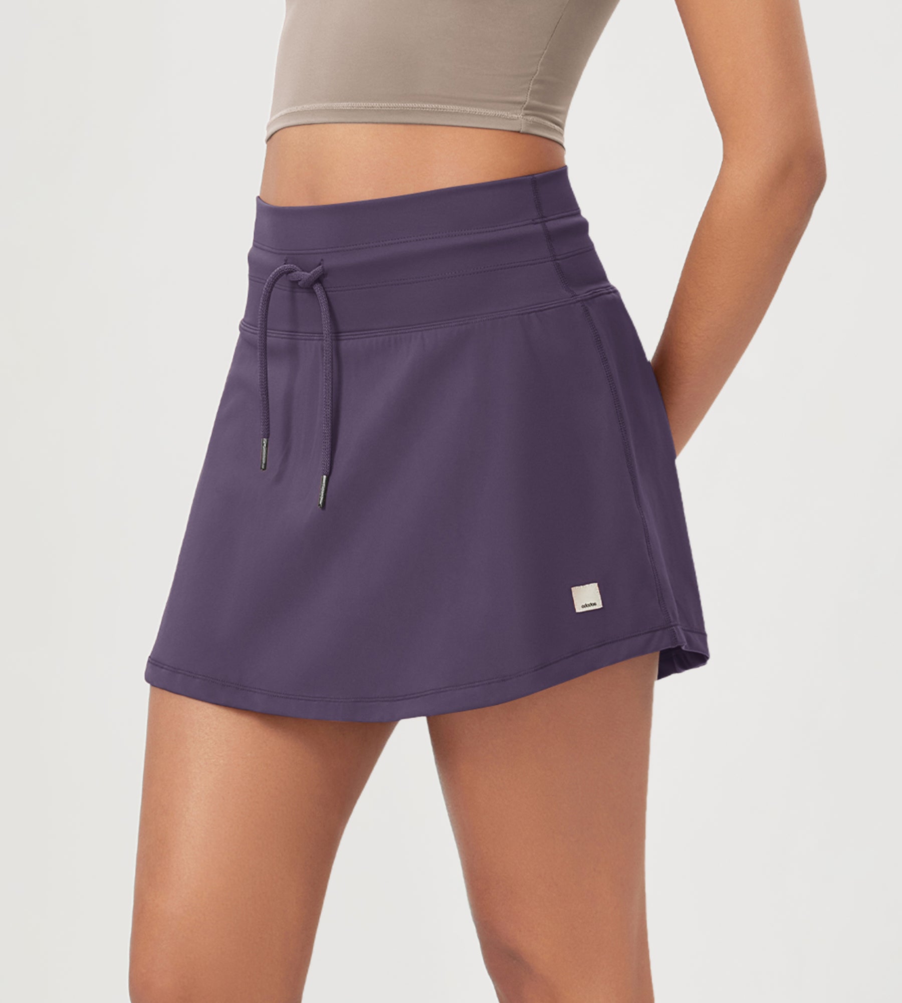 Women's Drawstring Tie Daily Skirts with Ball Pocket Dark Purple - ododos