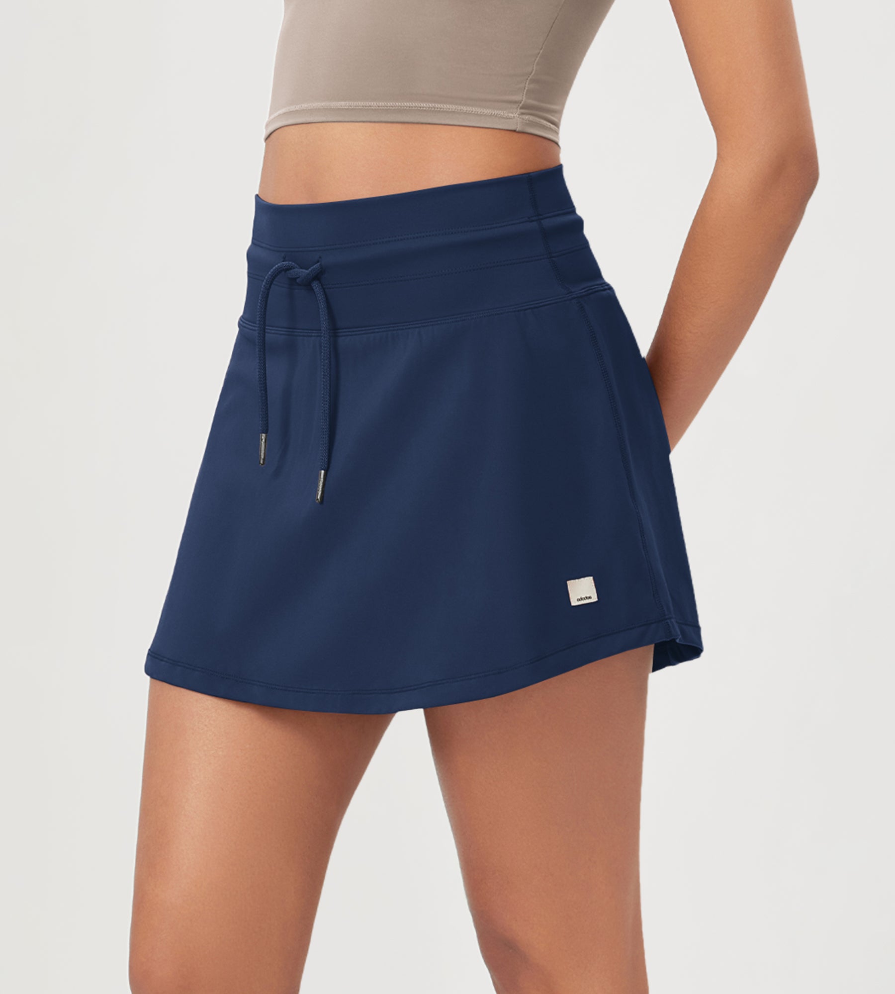 Women's Drawstring Tie Daily Skirts with Ball Pocket Navy - ododos