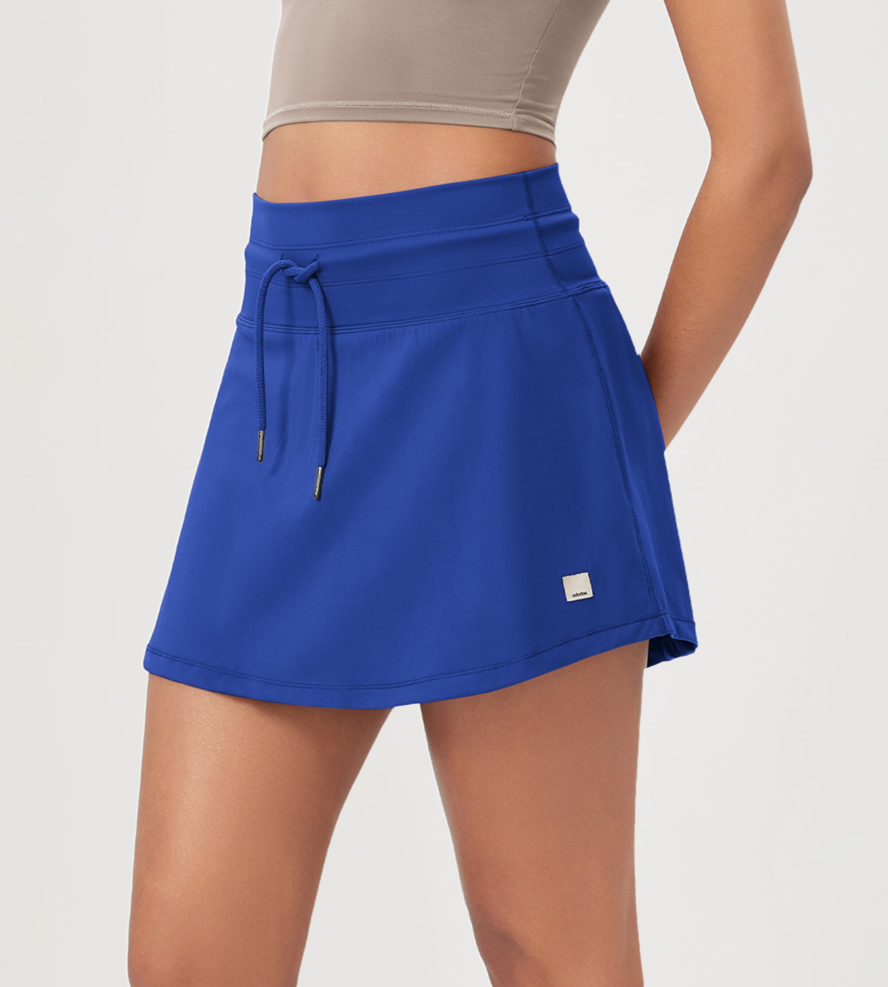Women's Drawstring Tie Daily Skirts with Ball Pocket Royal Blue - ododos