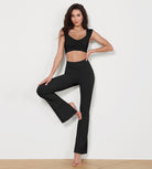 High Waisted Split-Hem Bootcut Lounge Yoga Pants Black 31 inches - ododos