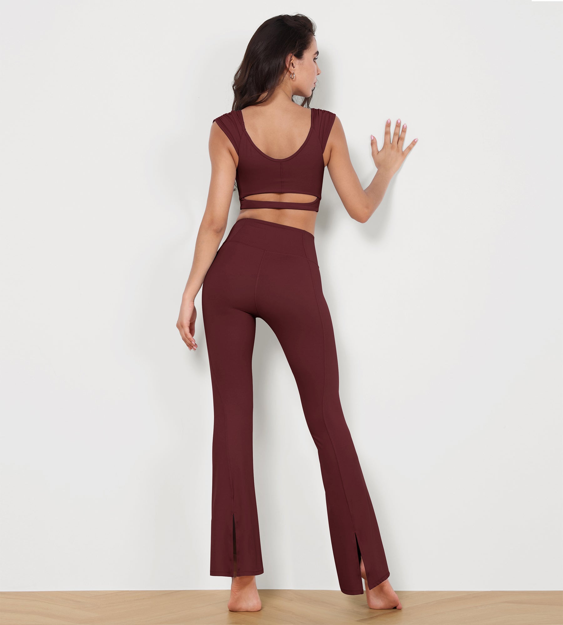 High Waisted Split-Hem Bootcut Lounge Yoga Pants - ododos