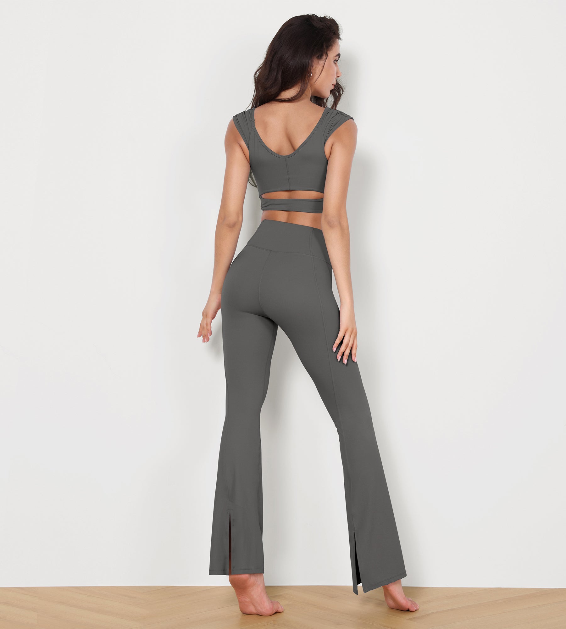 High Waisted Split-Hem Bootcut Lounge Yoga Pants - ododos