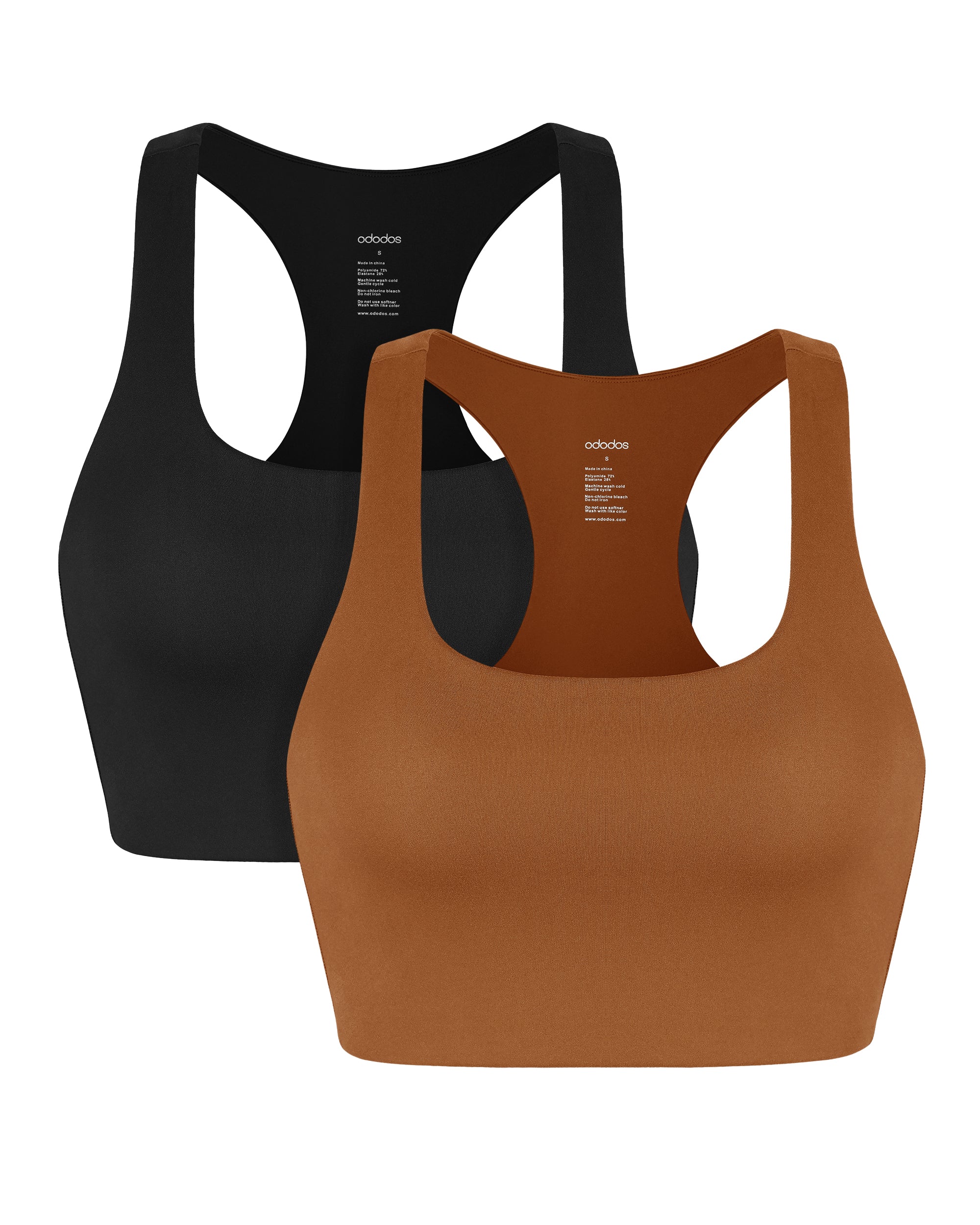 ODLEX 2-Pack Racerback Sports Bra Black+Caramel - ododos