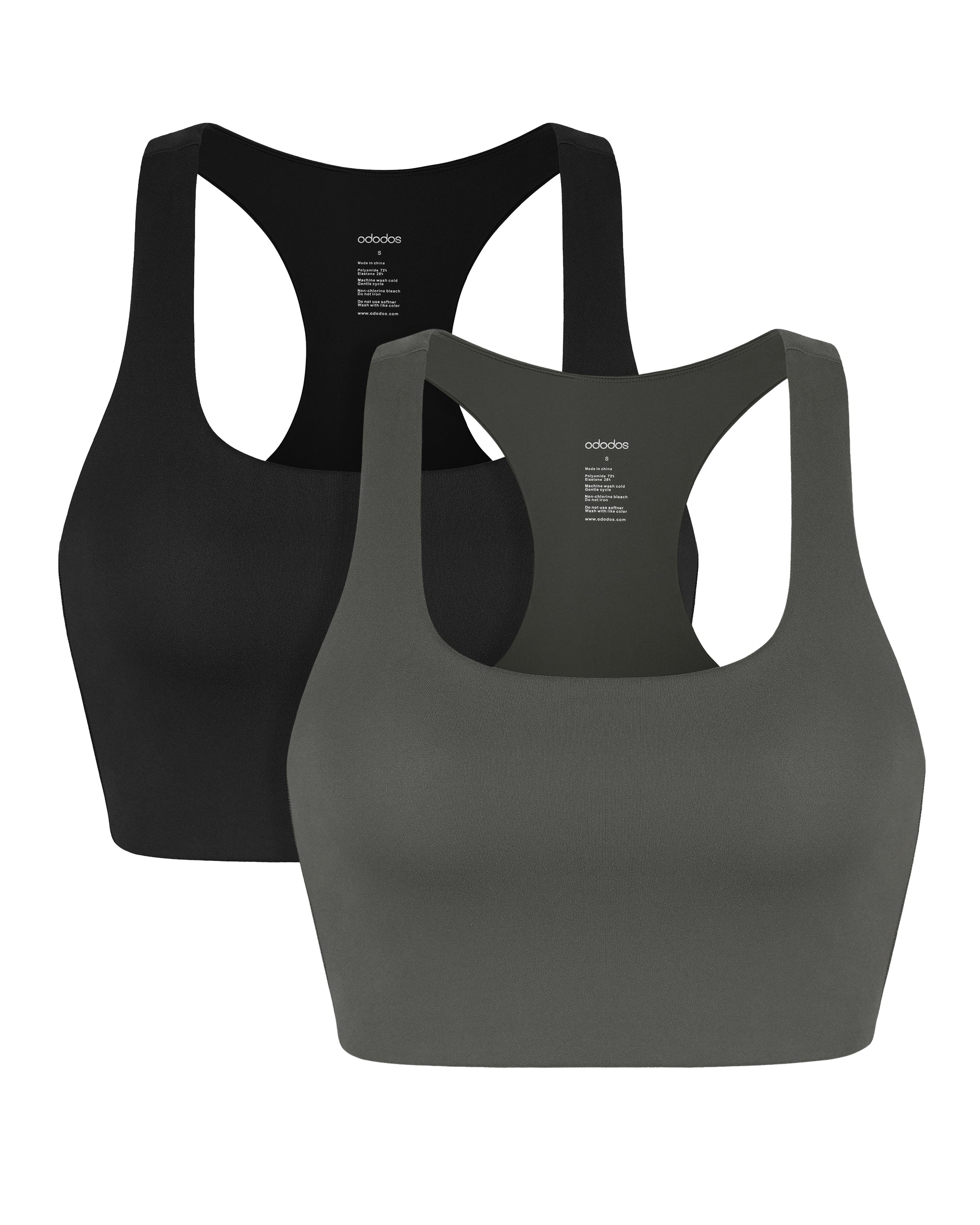 ODLEX 2-Pack Racerback Sports Bra Black+Charcoal - ododos