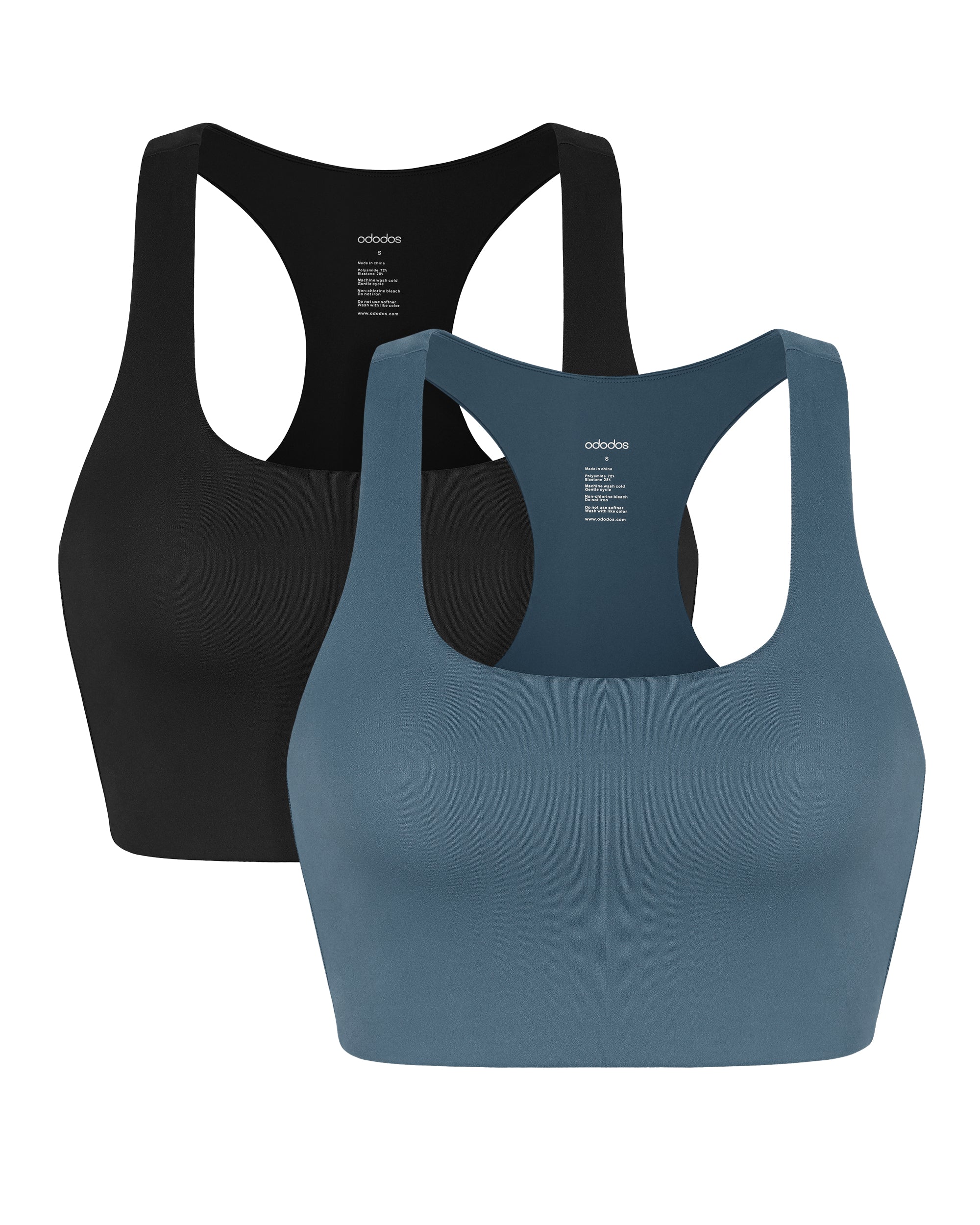 ODLEX 2-Pack Racerback Sports Bra Black+Ink Blue - ododos