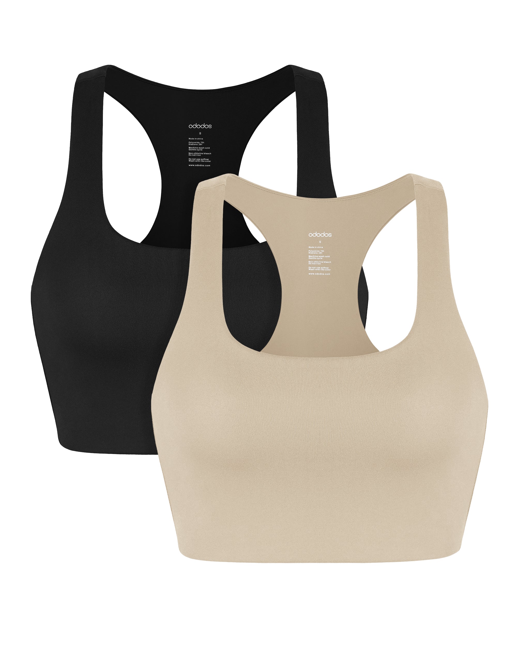 ODLEX 2-Pack Racerback Sports Bra Black+Taupe - ododos