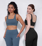 2-Pack Square Neck Sports Bra Black+Ink Blue - ododos