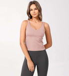 Cloud Feeling U Back Sports Bra Dusty Pink Waist Length - ododos