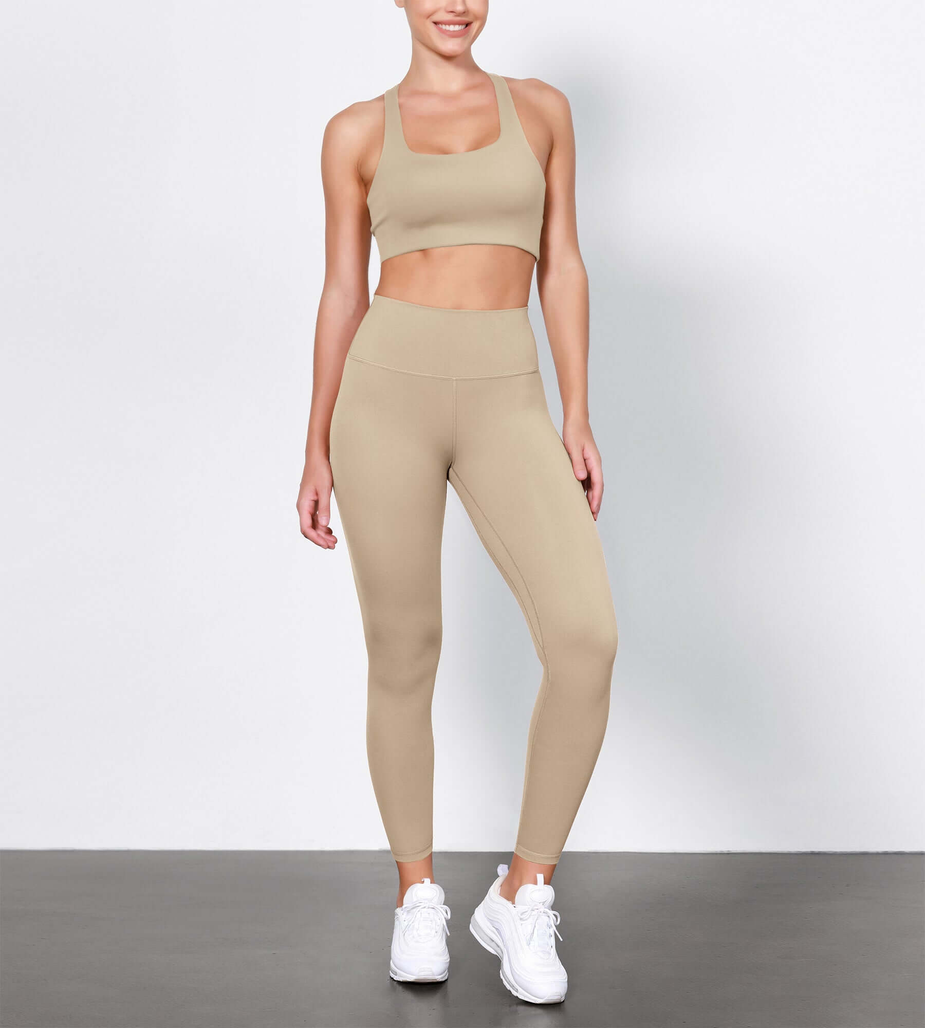 25" ODLIFT High Waist Compression Yoga Leggings Beige - ododos