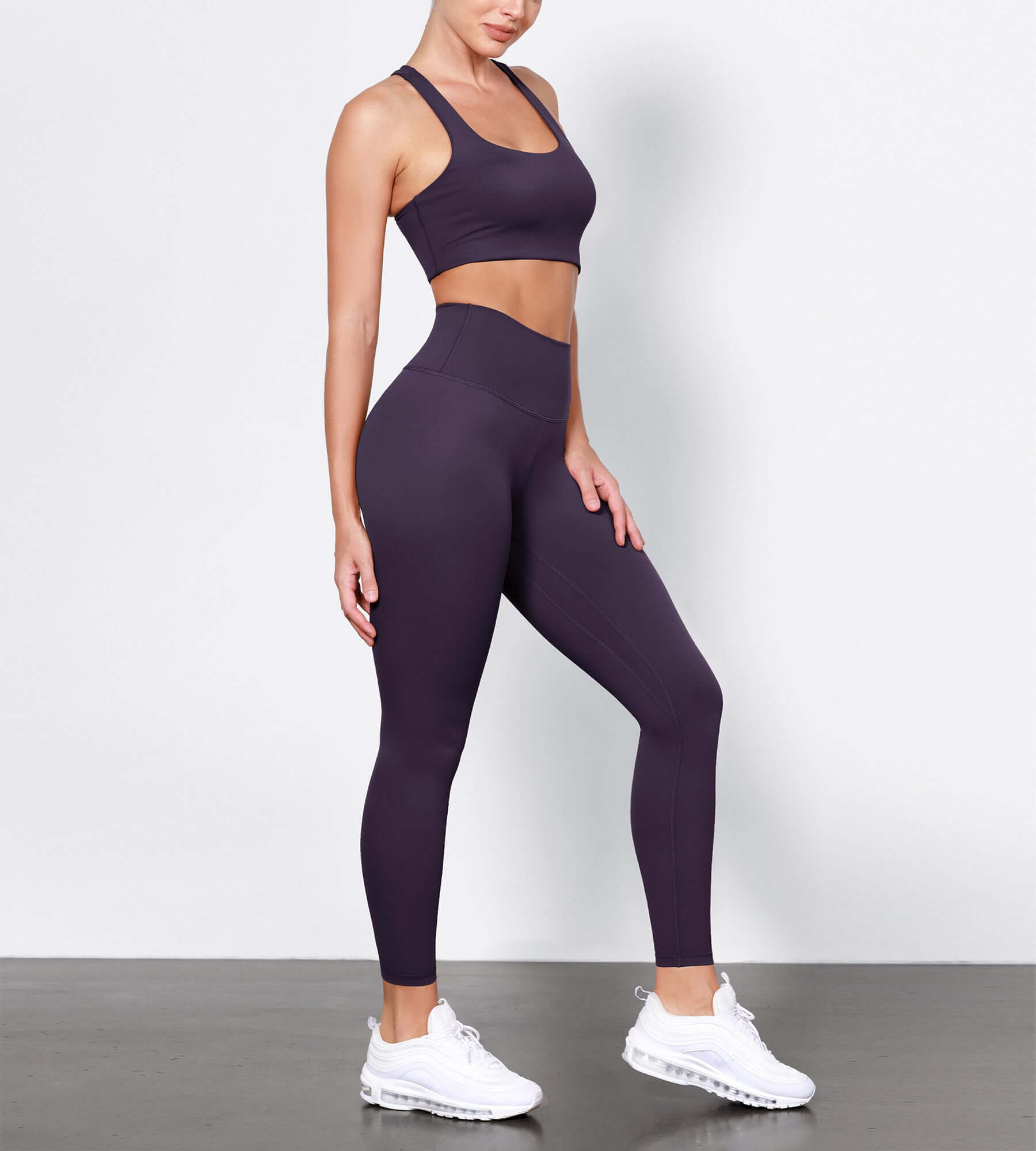 ODLIFT 25" High Waist Compression Yoga Leggings Dark Purple - ododos