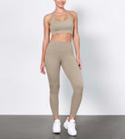 ODLIFT 25" High Waist Compression Yoga Leggings Shaker Beige - ododos