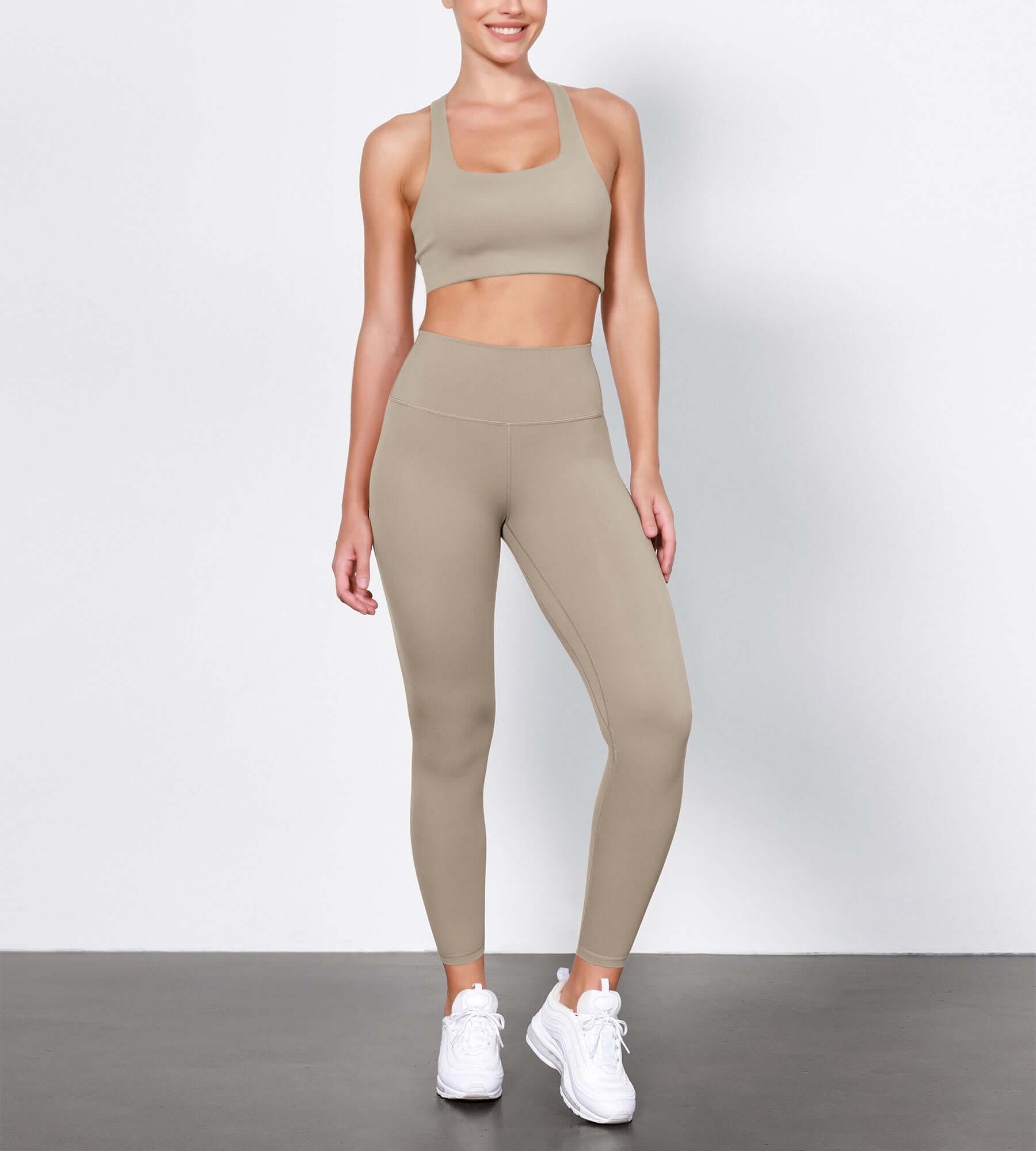 ODLIFT 25" High Waist Compression Yoga Leggings Shaker Beige - ododos