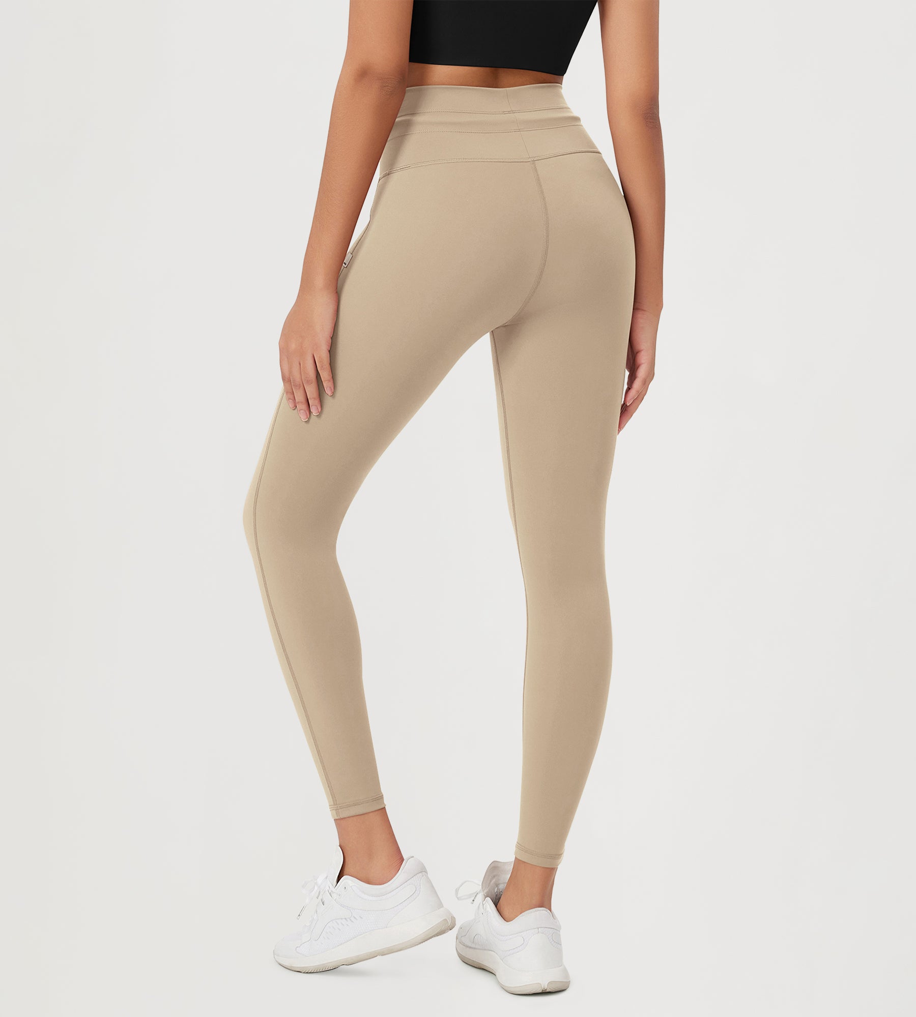 25” High Waist Workout Yoga Pants with Drawstring Tie - ododos