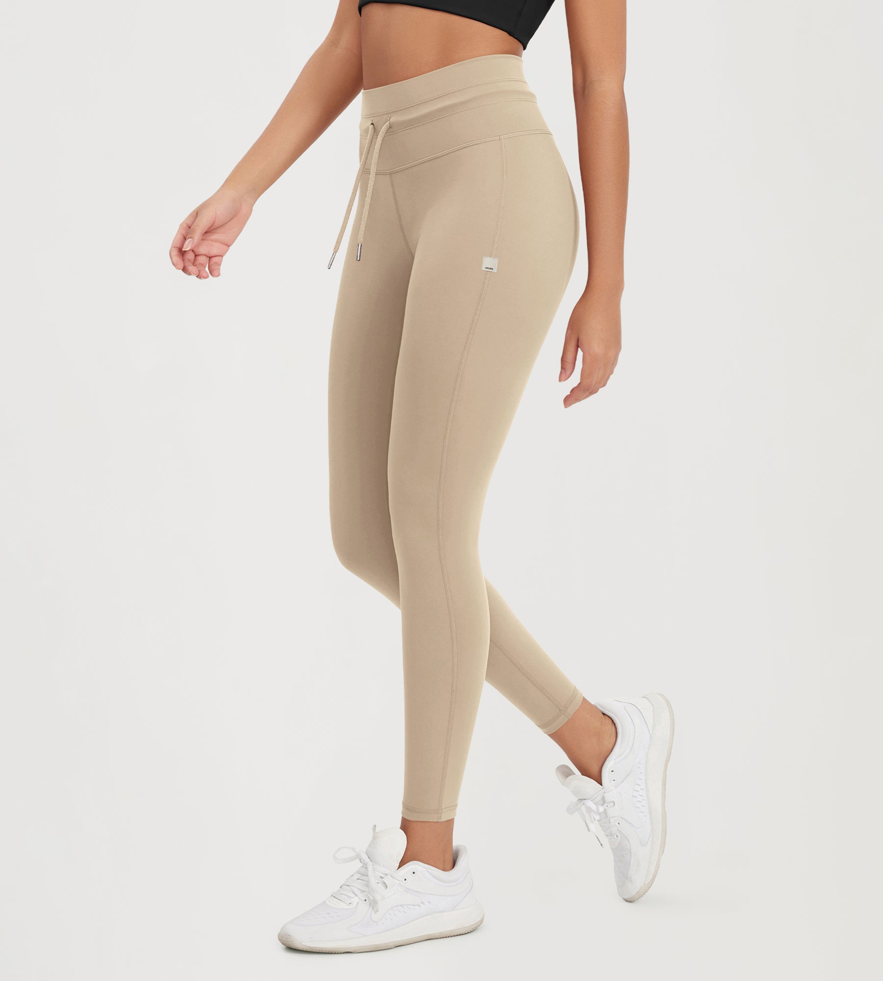25” High Waist Workout Yoga Pants with Drawstring Tie - ododos