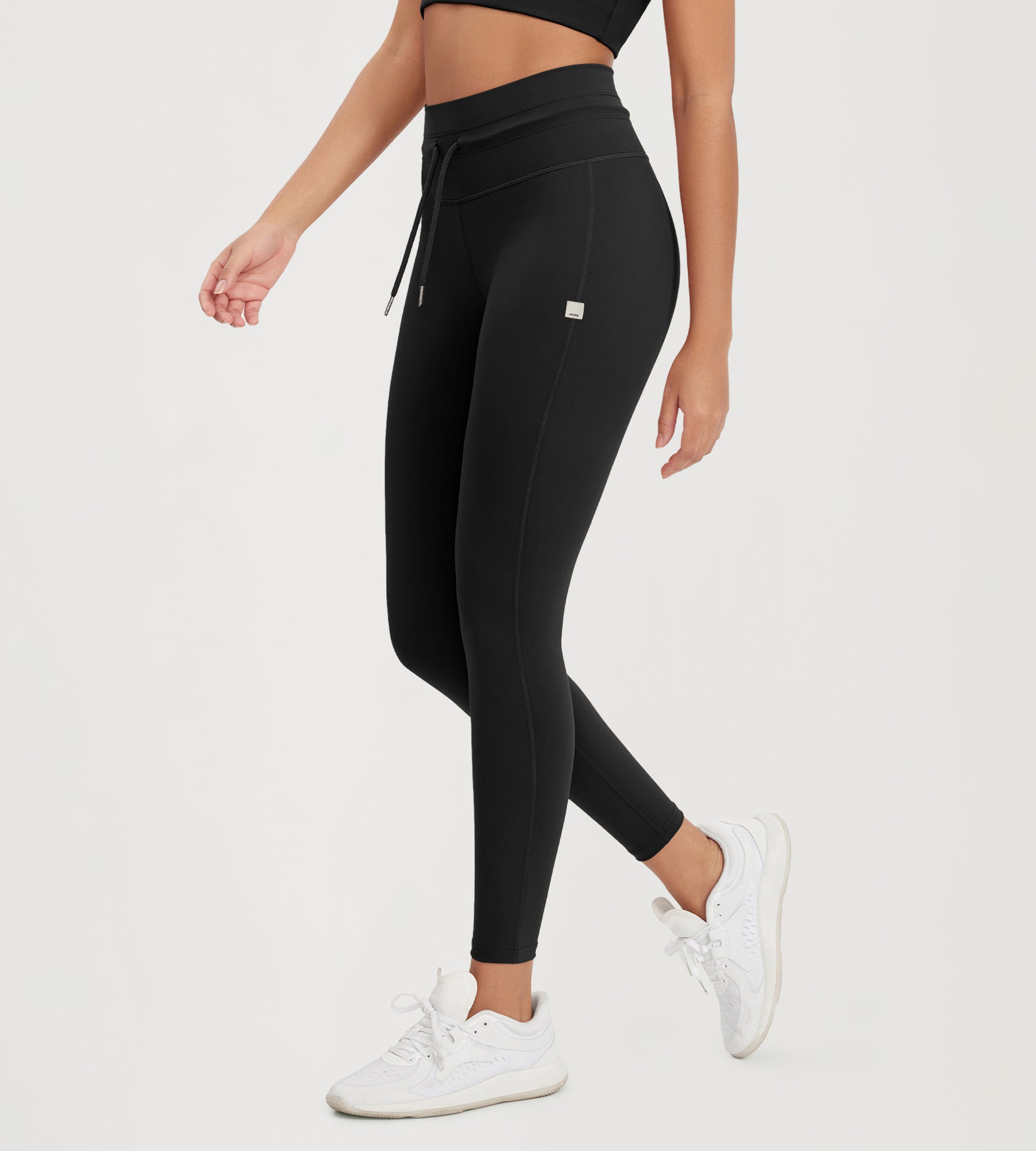 25” High Waist Workout Yoga Pants with Drawstring Tie - ododos